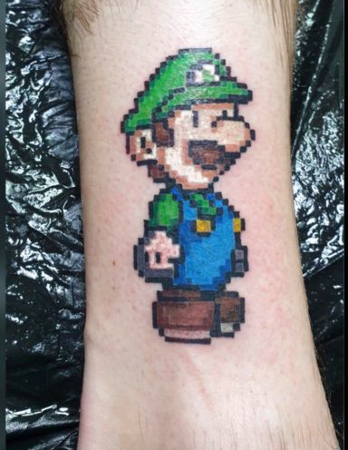 Super Mario Tattoo, Luigi colour Tattoo